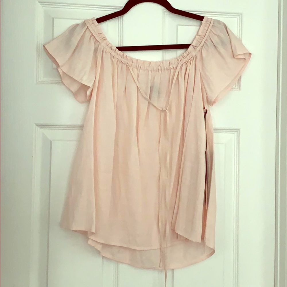 NWT Pink Off the Shoulder Linen Top